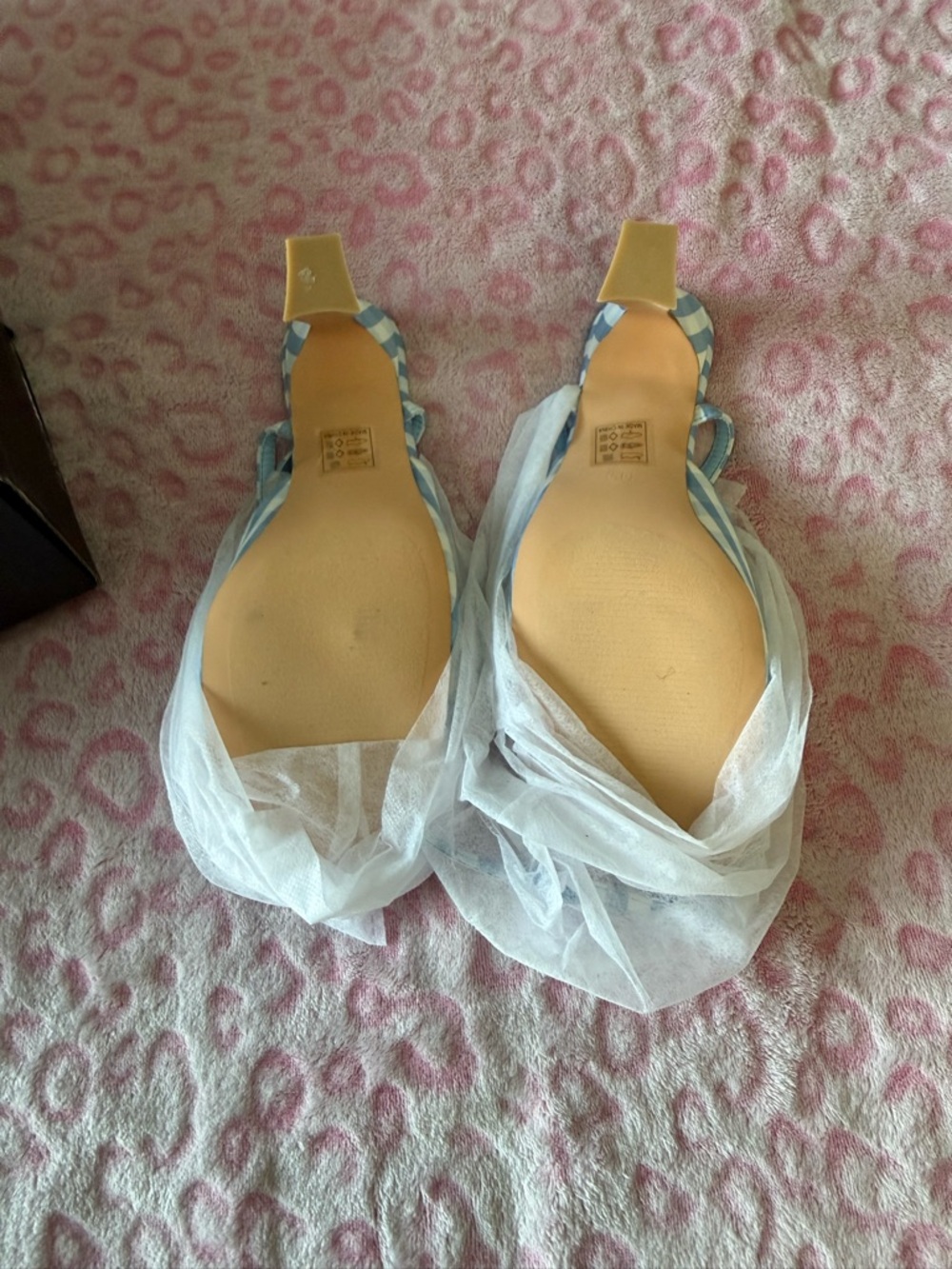 Fashion Nova Blue Gingham Bow Strap Mules - Picture 4 of 7